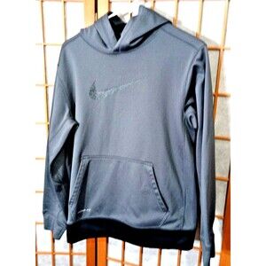 Nike Therma-FIT Pullover Hoodie Mens L DarkGray Swoosh Logo Kangaroo Pocket